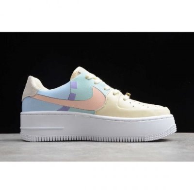 Nike Bayan Air Force 1 Sage Low Zeytin Yeşili / Bej Rengi / Mavi / Pembe Kaykay Ayakkabı Türkiye - F